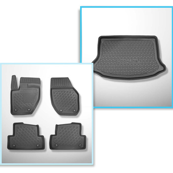 Conjunto de alfombrilla para maletero y alfombrillas para el interior del coche TPE PREMIUM para: Volvo V40 II Cross Country Hatchback (07.2012-07.2019) - maletero inferior; sin piso doble en el maletero