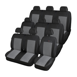Fundas de asientos hechas a medida para Ford Transit Custom Furgonetaeta (2012-2023) para tres filas de asientos (2+1; 6x1) - E2