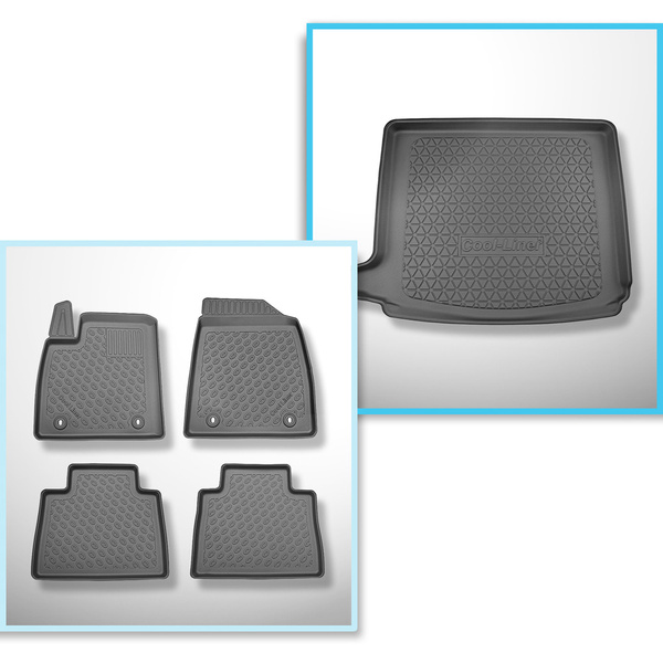 Conjunto de alfombrilla para maletero y alfombrillas para el interior del coche TPE para: MG HS SUV (03.2023-06.2024) - maletero superior; para maletero doble; no adecuado para versión EHS Plug-in híbrida