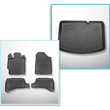 Conjunto de alfombrilla para maletero y alfombrillas para el interior del coche TPE para: Toyota Yaris III Hatchback (09.2011-08.2020) - parte inferior del maletero, con tracción híbrida