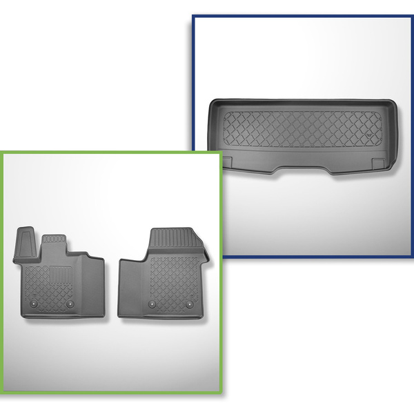 Conjunto de alfombrilla para maletero y alfombrillas para el interior del coche TPE para: Volkswagen Multivan T7 Furgonetaeta (10.2021-....) - separación corta de eje; tras la tercera fila de asientos; también versión eHybrid PHEV