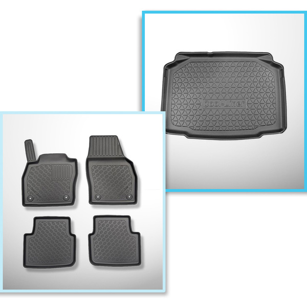 Conjunto de alfombrilla para maletero y alfombrillas para el interior del coche TPE para: Skoda Kamiq SUV (09.2019-....) - maletero inferior (sin suelo multifuncional)