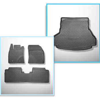 Conjunto de alfombrilla para maletero y alfombrillas para el interior del coche TPE PREMIUM para: Toyota Avensis III Berlina (01.2009-08.2018)