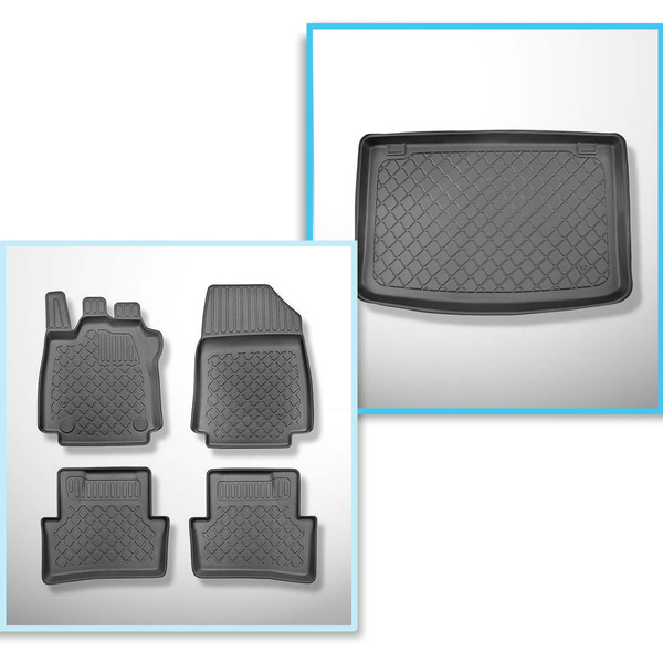 Conjunto de alfombrilla para maletero y alfombrillas para el interior del coche TPE para: Renault Clio IV Hatchback (10.2012-08.2019)