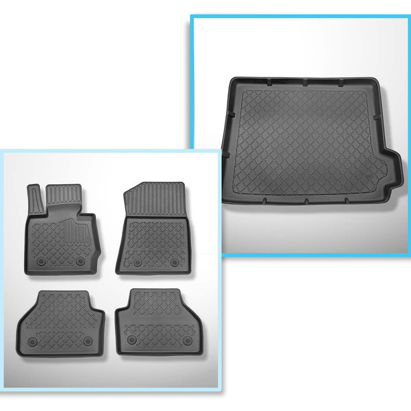 Conjunto de alfombrilla para maletero y alfombrillas para el interior del coche TPE para: BMW X4 F25 SAC (07.2014-03.2018)