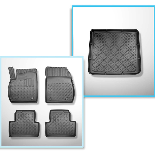 Conjunto de alfombrilla para maletero y alfombrillas para el interior del coche TPE para: Opel Zafira C Monovolumen (01.2012-07.2019) - 5/7 plazas; 3a fila de asientos abatible