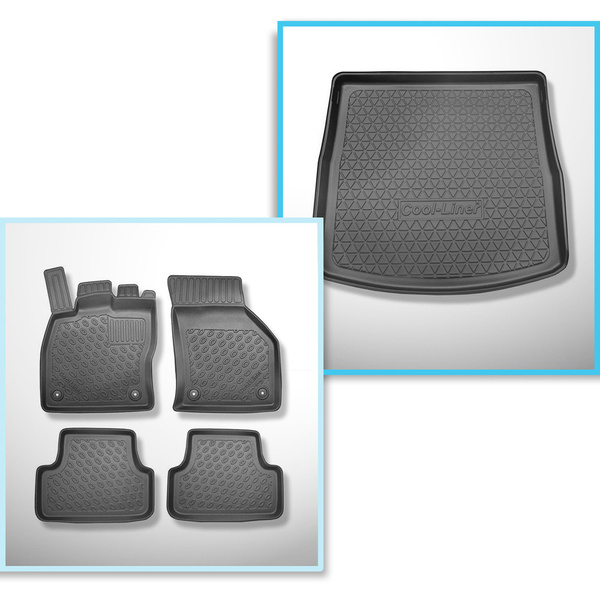 Conjunto de alfombrilla para maletero y alfombrillas para el interior del coche TPE para: Seat Leon III 5F Sportstourer (01.2014-03.2020)