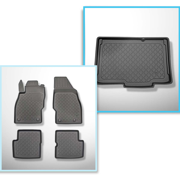 Conjunto de alfombrilla para maletero y alfombrillas para el interior del coche TPE para: Opel Corsa Hatchback (12.2014-05.2019) - parte inferior del maletero