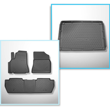 Conjunto de alfombrilla para maletero y alfombrillas para el interior del coche TPE PREMIUM para: Peugeot Partner II Furgoneta (2008-08.2018) - 5 plazas; No compatible con cargo / camión; sin tercera fila