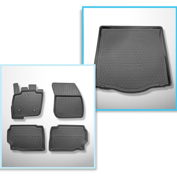 Conjunto de alfombrilla para maletero y alfombrillas para el interior del coche TPE PREMIUM para: Ford Mondeo V Hatchback (01.2015-04.2022) - con rueda de repuesto completa