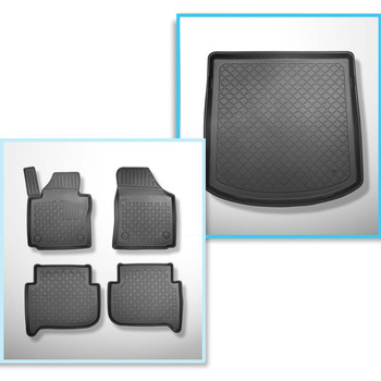 Conjunto de alfombrilla para maletero y alfombrillas para el interior del coche TPE para: Volkswagen Touran I Monovolumen (03.2003-08.2015) - 5 plazas; 3a fila abatible