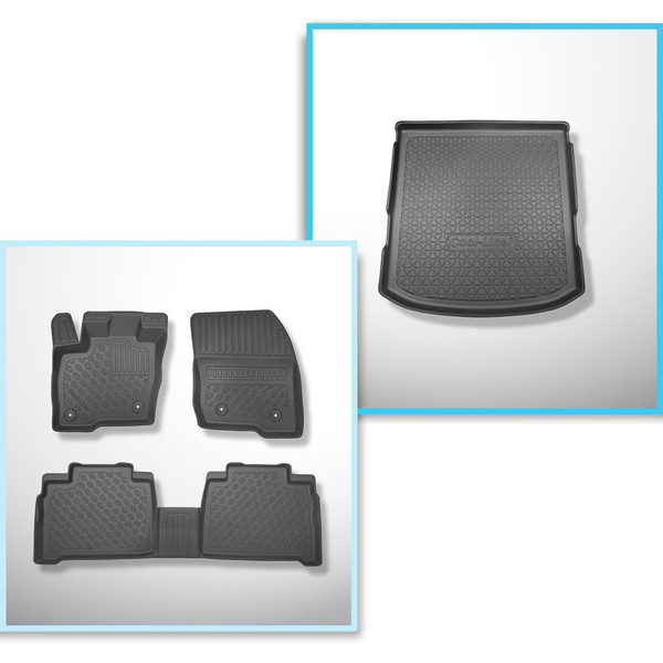 Conjunto de alfombrilla para maletero y alfombrillas para el interior del coche TPE para: Ford Galaxy III Monovolumen (09.2015-2023) - 5 plazas; sin tercera fila