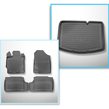 Conjunto de alfombrilla para maletero y alfombrillas para el interior del coche TPE PREMIUM para: Toyota Yaris III Hatchback (09.2011-08.2020) - parte inferior del maletero