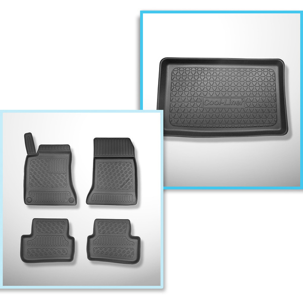 Conjunto de alfombrilla para maletero y alfombrillas para el interior del coche TPE para: Mercedes-Benz Classe B W246 Sports Tourer (10.2011-12.2018) - maletero inferior; con organizador Vario-Box; longitud de alfombrilla 68cm