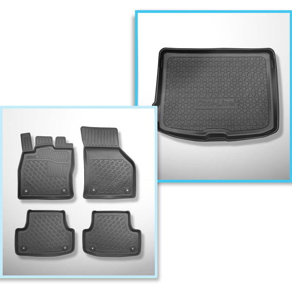 Conjunto de alfombrilla para maletero y alfombrillas para el interior del coche TPE PREMIUM para: Audi A3 8V Hatchback, Sportback (08.2012-03.2020) - parte superior del maletero; también versión Quattro; No compatible con e-tron