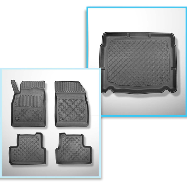 Conjunto de alfombrilla para maletero y alfombrillas para el interior del coche TPE para: Opel Astra J Hatchback (10.2009-10.2015) - parte inferior del maletero