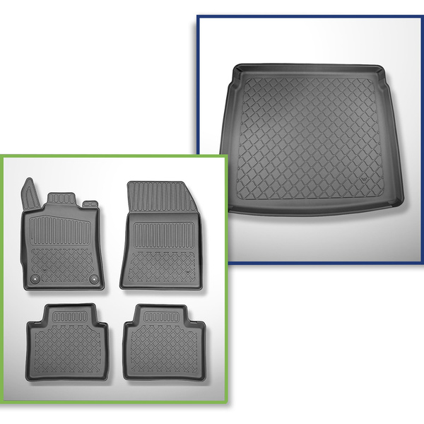 Conjunto de alfombrilla para maletero y alfombrillas para el interior del coche TPE para: Peugeot 408 Plug-in Hybrid SUV (10.2022-....) - también para Plug-in Hybrid