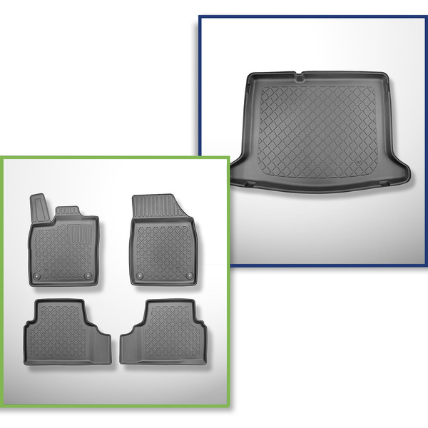 Conjunto de alfombrilla para maletero y alfombrillas para el interior del coche TPE para: Cupra Born Hatchback (11.2021-....) - maletero inferior; modelos sin suelo móvil de maletero