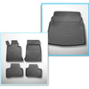 Conjunto de alfombrilla para maletero y alfombrillas para el interior del coche TPE PREMIUM para: Mercedes-Benz Classe E W212 Berlina (03.2009-03.2016) - sin compartimentos; la superficie del depósito se levanta en los asientos de atrás