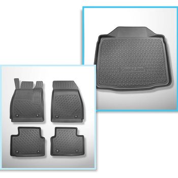 Conjunto de alfombrilla para maletero y alfombrillas para el interior del coche TPE PREMIUM para: Opel Insignia A Liftback, Berlina (2008-05.2017) - parte inferior del maletero; con rueda de repuesto provisional o kit de reparación