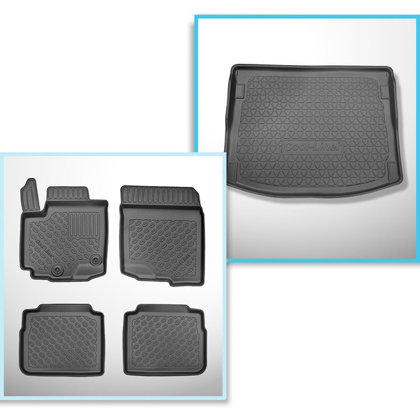 Conjunto de alfombrilla para maletero y alfombrillas para el interior del coche TPE para: Suzuki SX4 S-Cross Hybrid Crossover (02.2020-10.2021) - para todos los niveles del suelo móvil del maletero