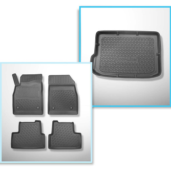 Conjunto de alfombrilla para maletero y alfombrillas para el interior del coche TPE PREMIUM para: Opel Astra J Coupé, Hatchback (10.2009-10.2015) - parte superior del maletero