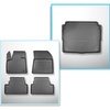Conjunto de alfombrilla para maletero y alfombrillas para el interior del coche TPE PREMIUM para: Peugeot 3008 II SUV (11.2016-11.2023) - maletero inferior preparado para suelo móvil del maletero; bajo / sin suelo móvil del maletero (Flex Floor); no para