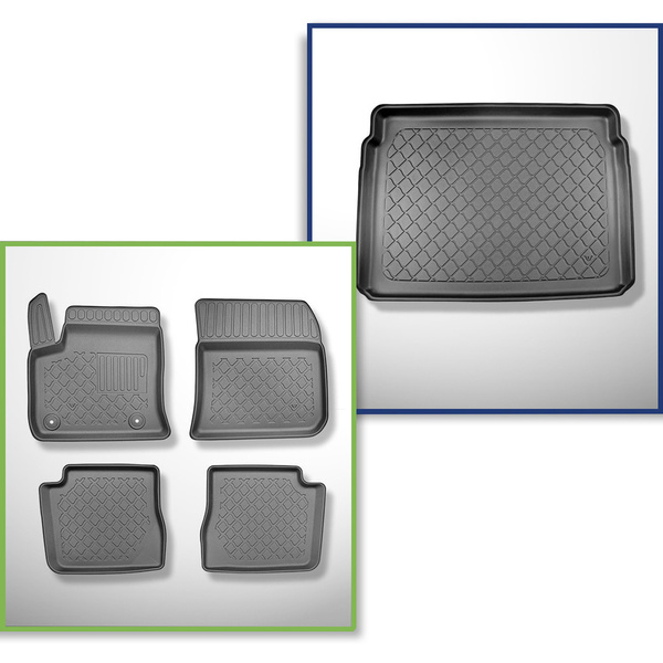 Conjunto de alfombrilla para maletero y alfombrillas para el interior del coche TPE para: Citroen E-C4 III Hatchback (12.2020-2024) - maletero superior; suelo móvil en la posición superior