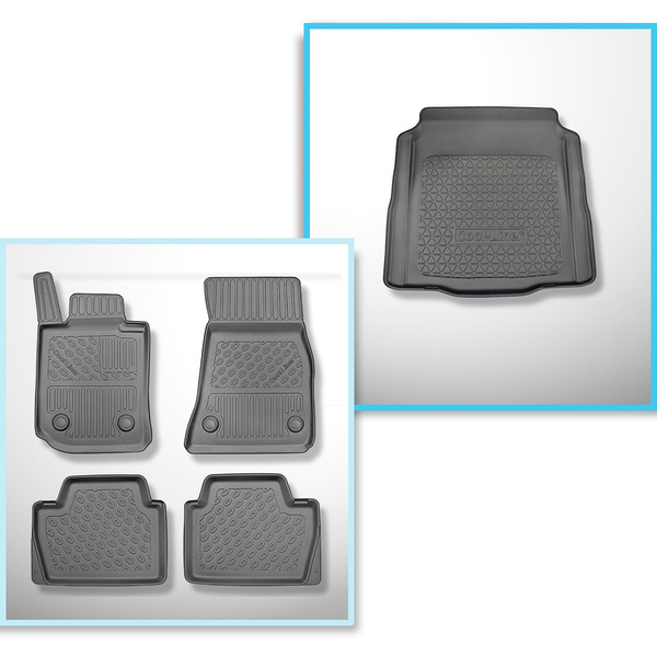 Conjunto de alfombrilla para maletero y alfombrillas para el interior del coche TPE para: BMW 4 G22 Coupé (10.2020-....) - el borde trasero (en el umbral de carga) para ser cortado