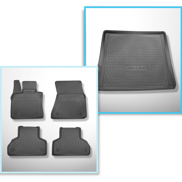 Conjunto de alfombrilla para maletero y alfombrillas para el interior del coche TPE PREMIUM para: BMW X5 E70 SAV (04.2007-09.2013) - 5/7 plazas; 3a fila de asientos abatible
