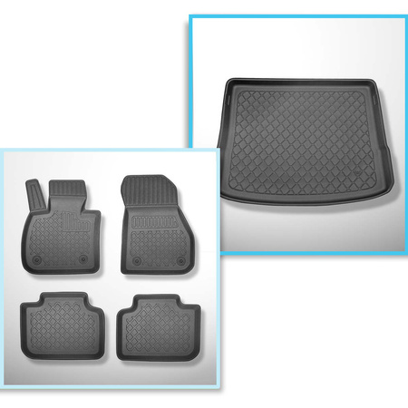 Conjunto de alfombrilla para maletero y alfombrillas para el interior del coche TPE para: BMW 2 F45 Active Tourer (09.2014-10.2021) - asiento trasero fijo / no corredizo; también para híbridos