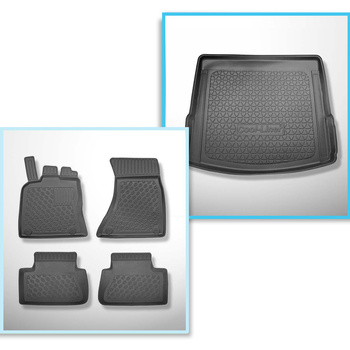 Conjunto de alfombrilla para maletero y alfombrillas para el interior del coche TPE PREMIUM para: Porsche Macan SUV (03.2014-....) - también para modelos con carriles de sujeción