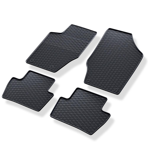 Alfombrillas de goma adecuadas para Citroen C4 Hatchback (2001-2010) - alfombras para coche - negro - 4 unidades