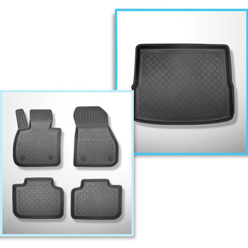 Conjunto de alfombrilla para maletero y alfombrillas para el interior del coche TPE para: BMW X1 F48 SAV (10.2015-09.2022) - asiento trasero corredizo (atrás - adelante); no adecuado para versión Plug-in híbrida