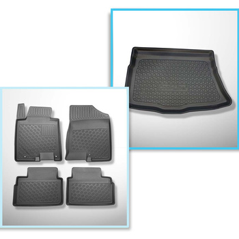 Conjunto de alfombrilla para maletero y alfombrillas para el interior del coche TPE PREMIUM para: Hyundai i30 II Hatchback (02.2012-01.2017) - parte inferior del maletero (sin guantera)