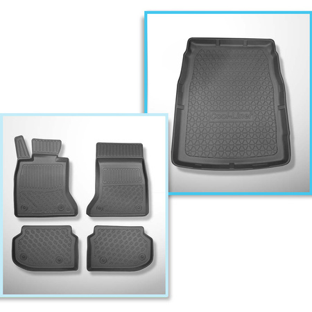 Conjunto de alfombrilla para maletero y alfombrillas para el interior del coche TPE PREMIUM para: BMW 5 F10 Berlina (03.2010-2013) - sin X-drive; espacio de guías de los asientos delanteros (parte trasera) 415 mm