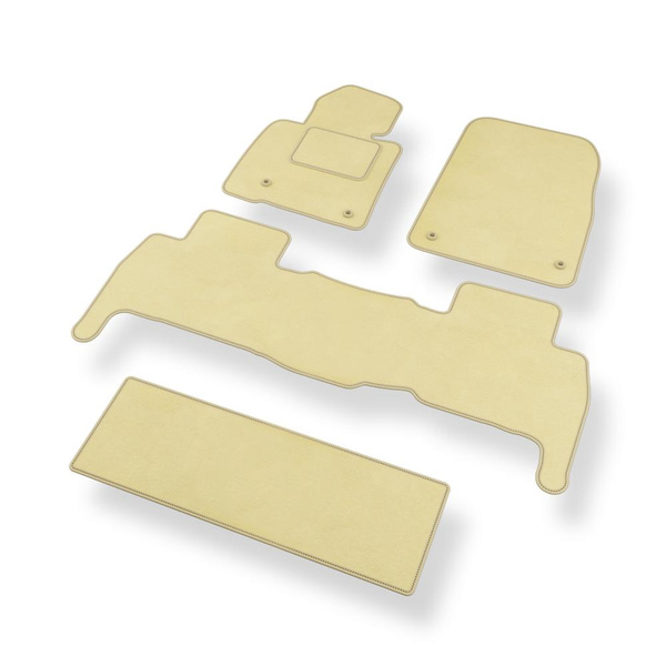 Alfombrillas de Velour adecuadas para Toyota Land Cruiser J200 SUV (2007-2021) 7-plazas - alfombras para coche - Premium color beige