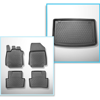 Conjunto de alfombrilla para maletero y alfombrillas para el interior del coche TPE PREMIUM para: Renault Clio IV Hatchback (10.2012-08.2019)