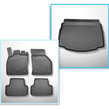 Conjunto de alfombrilla para maletero y alfombrillas para el interior del coche TPE PREMIUM para: Volkswagen Golf VII Hatchback (10.2012-12.2019) - con rueda de repuesto provisional / kit de reparación: en las partes inferior y superior del maletero