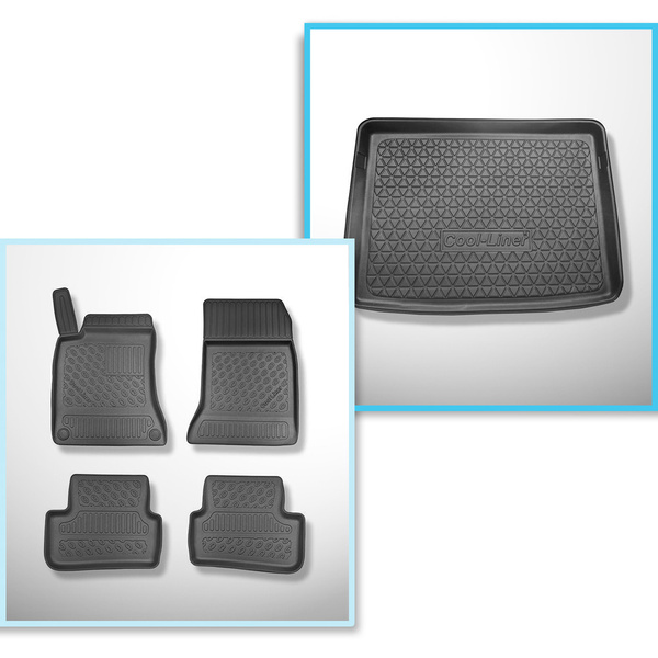 Conjunto de alfombrilla para maletero y alfombrillas para el interior del coche TPE para: Mercedes-Benz Classe B W246, W247 Sports Tourer (10.2011-12.2018) - maletero superior; con base doble del maletero (con EASY VARIO PLUS SYSTEM y superficie de carga
