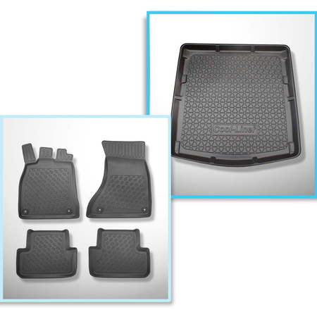 Conjunto de alfombrilla para maletero y alfombrillas para el interior del coche TPE PREMIUM para: Audi A4 B8 Sedan (01.2008-10.2015) - también versión Quattro