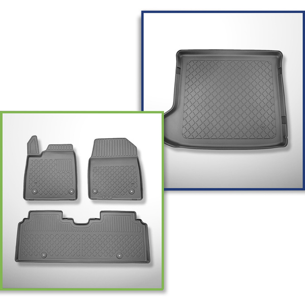 Conjunto de alfombrilla para maletero y alfombrillas para el interior del coche TPE para: Kia EV6 Crossover (10.2021-....) - maletero superior; para doble suelo en la posición superior