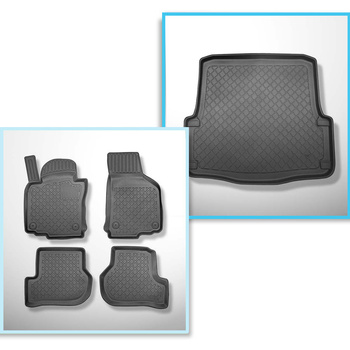 Conjunto de alfombrilla para maletero y alfombrillas para el interior del coche TPE para: Skoda Octavia V, VI Familiar (2004-04.2013) - parte inferior del maletero; también versión Scout y Tracción en 4 ruedas