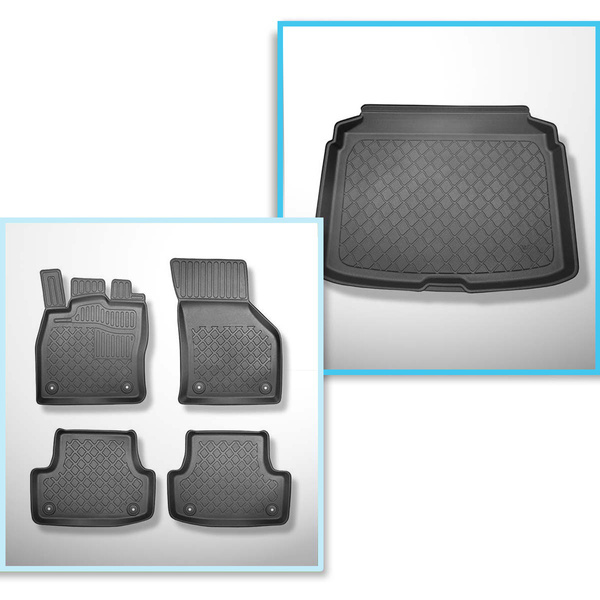 Conjunto de alfombrilla para maletero y alfombrillas para el interior del coche TPE para: Audi A3 8V Hatchback, Sportback (08.2012-03.2020) - para las partes inferior y superior del maletero; No compatible con e-tron
