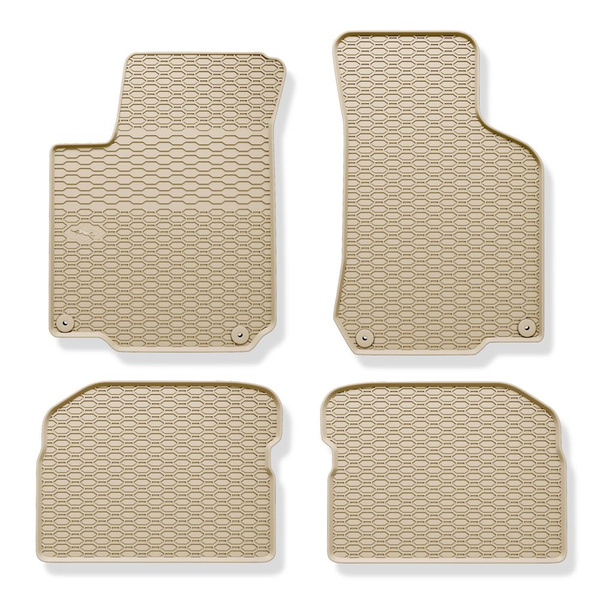 Alfombrillas de goma adecuadas para Volkswagen New Beetle Hatchback, Cabrio (1998-2010) - alfombras para coche - beige - 4 unidades