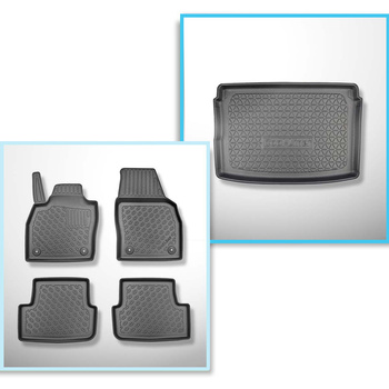 Conjunto de alfombrilla para maletero y alfombrillas para el interior del coche TPE PREMIUM para: Seat Arona Crossover (11.2017-....) - parte superior del maletero; modelos con base móvil del maletero