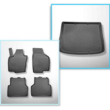 Conjunto de alfombrilla para maletero y alfombrillas para el interior del coche TPE para: Volkswagen Tiguan I SUV (07.2007-04.2016) - parte superior del maletero (entrada de carga plana)