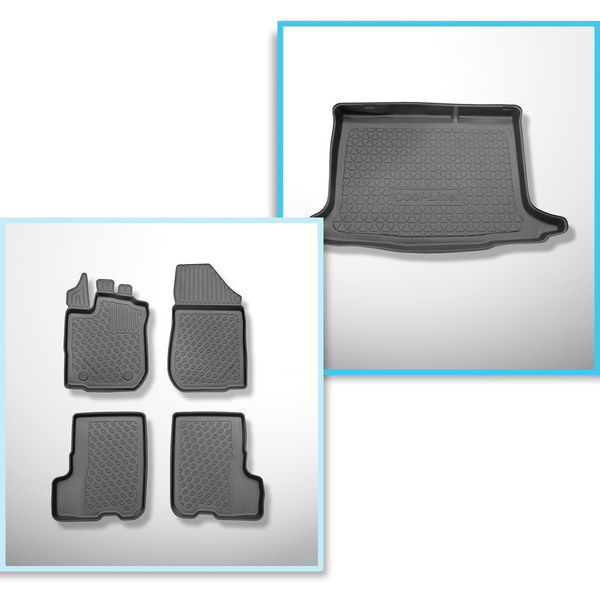 Conjunto de alfombrilla para maletero y alfombrillas para el interior del coche TPE para: Dacia Sandero II Stepway Crossover (12.2012-12.2020)