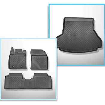 Conjunto de alfombrilla para maletero y alfombrillas para el interior del coche TPE para: Toyota Avensis III Berlina (01.2009-08.2018)