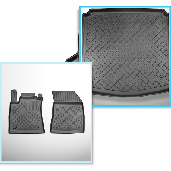 Conjunto de alfombrilla para maletero y alfombrillas para el interior del coche TPE para: Renault Megane IV GrandCoupé (01.2017-2024) - compartimentos desmontables